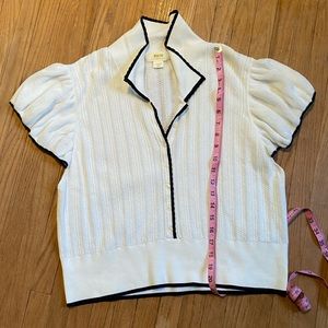 XL anthro picot polo top with puffy sleeves